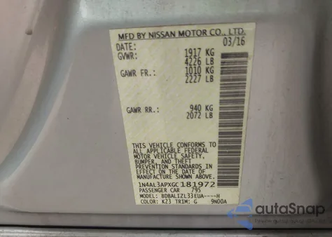 2016 Nissan Altima 2.5 Sv from USA, damaged, VIN 1N4AL3APXGC181972
